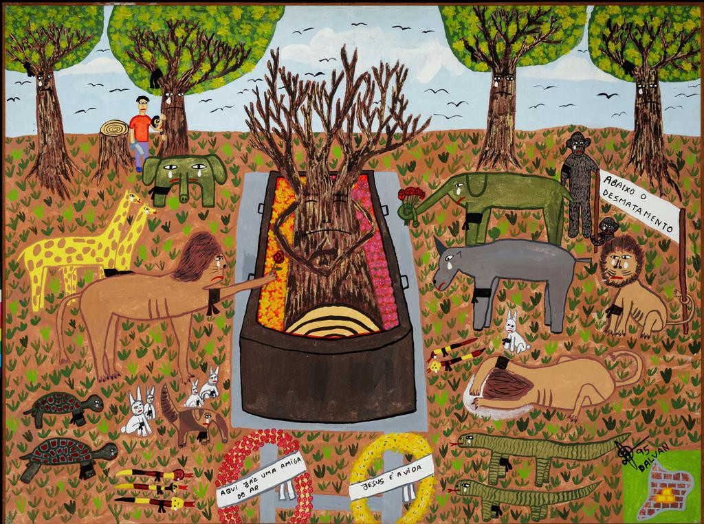 Dalvan, Não enterrem a natureza II - O protesto, 1995, acrílica s_ tela e eucatex, 90 x 120