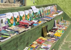 Universitários vendem livros pra reformar escola
