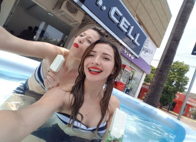 Piscina, celulares prova d’água e gatas molhadas no centro de Dourados