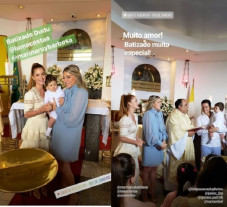 Batizado do afilhado de Marina Ruy Barbosa foi realizado na capela do Cristo Redentor