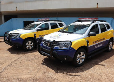 Guarda Municipal recebe três novas viaturas. Os veículos foram adquiridos com recursos do Fundo Municipal de Segurança Pública.