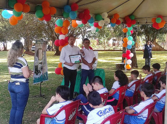 Durante a ação realizada no dia 18 de agosto, o diretor-presidente do Imam, Ademar Roque Zanatta, discursou para estudantes de Dourados (Assecom/Divulgação)