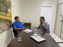 O prefeito eleito de Dourados, Marçal Filho, reunido com o secretário de Estado, Marcelo Miranda: parceria pela cultura, esporte, lazer e turismo Foto: Divulgação