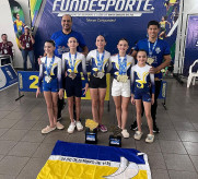 Atletas de Dourados que garantiram vagas nos Jogos Escolares Brasileiros, nas modalidades de ginástica artística e judô. Divulgação/Assecom