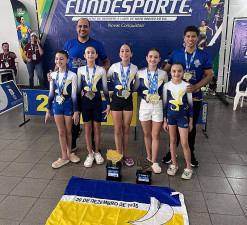 Atletas de Dourados que garantiram vagas nos Jogos Escolares Brasileiros, nas modalidades de ginástica artística e judô. Divulgação/Assecom