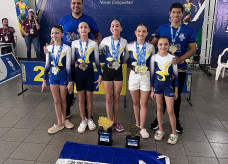 Atletas de Dourados que garantiram vagas nos Jogos Escolares Brasileiros, nas modalidades de ginástica artística e judô. Divulgação/Assecom