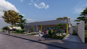 Croqui do projeto de construção do Centro de Atenção Psicossocial – Álcool e Drogas, que terá ordem de serviço assinado nesta quinta-feira. Foto: Divulgação/Assecom